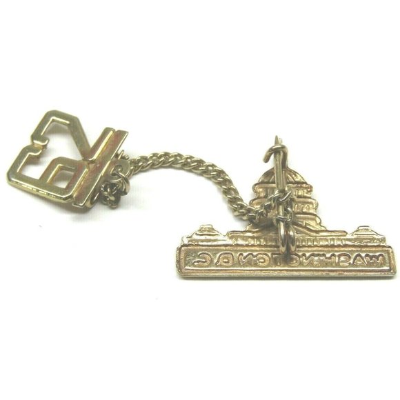 Lapel Pin Washington D.C. 1962 Capitol Building Souvenir Gold Men Formal Wear - Picture 3 of 3